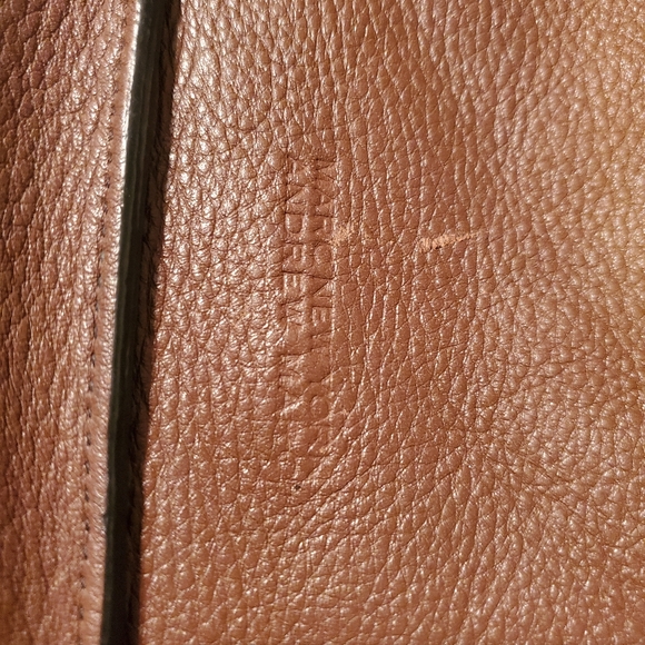 Leather studded Andrew Marc foldover satchel - Picture 5 of 8